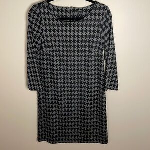 APT 9 Black & Gray Buffalo Check Sheath Dress Small Academia Spring Prep‎ Plaid
